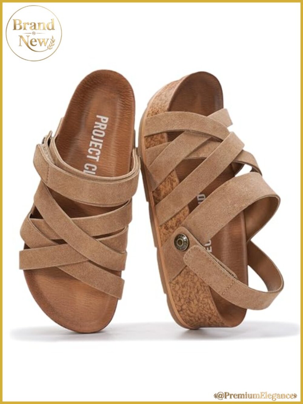 Genuine Leather Platform Sandals Women Adjustable Slip On Wedge